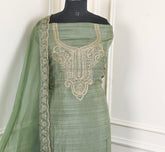 Raw Silk Sea Green Unstitched Suit